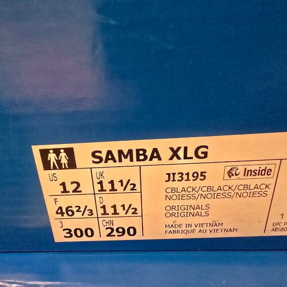 Adidas Samba XLG JI3195 Unisex Triple Black Originals Men's Size 12 Shoes NEW - Picture 8 of 16